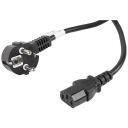 Lanberg CEE 7/7 kuni IEC 320 C13 toitekaabel CA-C13C-11CC-0100-BK, 10 m, 10 A, must, 90&deg; nurk