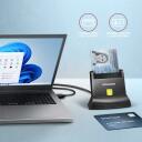 Axagon nutikas kaardilugeja CRE-SM4N USB 2.0 1.3m, 1 pesa, CE, RoHS, must, Plug and Play, LED indikaatorid