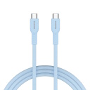 Кабель с подключением USB C к USB C быстрой зарядкой 60 Вт и цветной плетёной оплёткой OnWire 60CL C-C 60W COLOR Braided 1 m Голубой CND-CCAP60AB10LBL CANYON