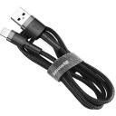 Baseus Cafule USB Lightning kabelis CALKLF-BG1, 1m, 2.4A, USB, Lightning, aliuminis, nailonas, TPE, greitas įkrovimas
