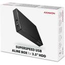Axagon HDD корпус EE35-XA3 3,5" USB 3.2 Gen 1, адаптер питания 100-240V/12V-2A, USB-B - USB-A кабель 80 см, подставка
