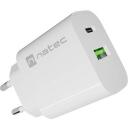 Natec Laadija NUC-2396, 20W, 100-240V, 1xUSB-A, 1xUSB-C, 5-12V, kiire laadimine, universaalne