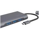 Raidsonic dokstacija IB-DK4040-CPD, 3xUSB 3.0, HDMI 3840x2160@30Hz, VGA 1920x1080@60Hz, RJ45 10/100/1000Mbit/s