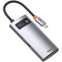 Baseus dokk CAHUB-CY0G, 4 porti, 4K@30Hz, USB 3.0 5GB/s, USB 2.0 480MB/s, 100W PD laadimine, alumiiniumisulamist