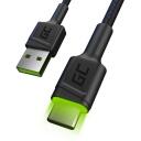 Green Cell Kaabel GCRay USB - USB-C KABGC06, 120 cm, 480 Mbit/s, roheline valgustus