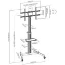 Sbox grīdas/mobilais statīvs LCD/LED televizoram FS-444, 37-86 collas, 50kg, 200x200-600x400, augstuma regulē&scaron;ana 1200-1600mm
