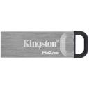 Kingston USB m&auml;lupulk DataTraveler Kyson DTKN/64GB, 64 GB, USB 3.2, 200 MB/s, 60 MB/s, Must/Hall, Vastupidav ja kerge