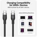 Hyper USB-C Silikona Lādē&scaron;anas Kabelis HJ4011BKGL, 1.5m, 60W, 480 Mbps, bez savel&scaron;anās, PD 3.0