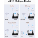 AX3000 Divjos joslas Wi-Fi 6 mar&scaron;rutētājs Gigabit LAN MU-MIMO OFDMA Melns Cudy WR3000