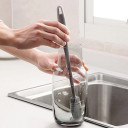 Silikona pudeļu tīrī&scaron;anas birste ar garu rokturi, Geko Home, GH01-108, 31 cm, pelēka