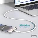 Digitus Silikona savienojuma kabelis AK-300341-010-W, 1m, 60W, 480 Mbps, 24 pin USB-C, balts