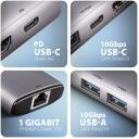 Axagon USB хаб HMC-6G2L 10Gbps, 2x USB-A, 1x USB-C, 1x HDMI, 1x RJ-45, 0.15m кабель питания
