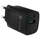 Natec Lādētājs NUC-2141, 30W, 110-240V, 50/60Hz, 3A, 1xUSB-A, 1xUSB-C, melns, ātrā uzlāde