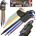 Ilgās rokas HEX imbusu atslēgu komplekts, 9 gab., S2 tērauds, krāsaini, T00120, Tvardy