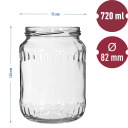 720 ml keeratava kaanega purk &Oslash;82/6 - 6 tk BROWIN 132722, klaas, 720 ml