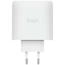 Trust mobiilne laadija MAXO 65W/4-PORT GAN 26068, 65W, 3xUSB-C, 1xUSB-A, 2m kaabel, valge, kiire laadimine, &uuml;lekoormuse kaitse