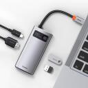 Baseus dokk CAHUB-CY0G, 4 porti, 4K@30Hz, USB 3.0 5GB/s, USB 2.0 480MB/s, 100W PD laadimine, alumiiniumisulamist
