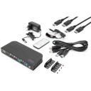 Digitus KVM komutator DS-12850, 4096 x 2160, 2x DisplayPort, 1x HDMI, 4x USB A, 4x audio 3,5mm, 2 seadet