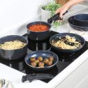 Russell Hobbs Pannu komplekts RH03321EU7, 20cm, 24cm, 28cm, 16cm, 18cm, 20cm, tum&scaron;i zils, alumīnijs, noņemami rokturi