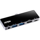 Aten USB-C reisi dokk UH3238-AT, 1xUSB 3.2 Gen 1 Type-A 7.5W, 1xUSB 3.2 Gen 1 Type-A 4.5W, 1xUSB 3.2 Gen 1 Type-C 12.5W