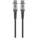 Goobay USB-C uz USB-C tekstila kabelis ar metāla spraudņiem 49302, 1m, 3A, 60W, 480 Mbps, austs, aizsardzība pret salau&scaron;anu