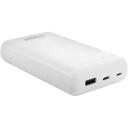 Intenso Power Bank XS20000 20000 mAh, 3.1 A, 5 V, 1x USB-A, 1x USB-C, baltas