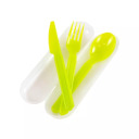 Galda piederumu komplekts GIO`STYLE 116465615 caurspīdīgā kārbiņā, caurspīdīgs/zils/zaļš/rozā