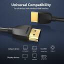 Vention HDMI kabelis 2M AAIBH, 2m, 18Gbit/s, 4.5mm, 3D, zelta kontakts, elastīgs, melns