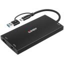 Lindy I/O keitiklis 43430 USB Type A ir C į Dual HDMI 4K60, 1 USB-C, 1 USB 3.2, juodas
