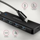 Axagon USB keskjaam HUE-C1C 4x USB 5Gbps, toitekaabel 19 cm, toetab Android, Windows, Mac OS