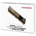 Axagon adapter PCEM2-1U PCIe NVMe M.2, 90 x 22 x 5 mm, 1 soojusjuhtiv pad, paigaldusmaterjal, kruvikeeraja