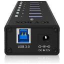 Raidsonic USB centrmezgls IB-AC618, 7x USB 3.0, AC 120/230 V, melns, alumīnijs