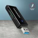 Axagon M&auml;lukaardi lugeja CRE-S2N USB 3.2 Gen 1, 2 pesa, 5000 Mbit/s, toetab MicroSD, SD, must