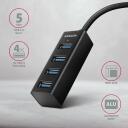 Axagon USB centras HUE-M1A USB 3.2 4 prievadai, 20 cm maitinimo laidas, aliuminio korpusas, 1.5A įkrovimas