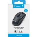 Sandberg USB pelė 631-01, 1 vnt., 1200 DPI, 1,5 m, Optinė, USB Type-A, 3 mygtukai, Juoda, RoHS