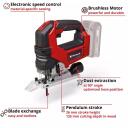 Einhell Akutoiteline saag TP-JS 18/135 Li BL 4321260, 135mm, 10mm, 3500min-1, harjadeta mootor, LED valgus