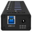 Raidsonic USB centrmezgls IB-AC618, 7x USB 3.0, AC 120/230 V, melns, alumīnijs