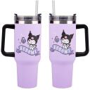 Paladone Kuromi izolēta krūzīte PP14604KUR, 900ml, purpursarkana, daudzvirzienu vāks, ērts rokturis, salmiņ&scaron;