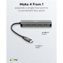 Goobay USB centrmezgls, 76565, 4 x USB-C 3.2, 10 Gbit/s, alumīnija/plastmasas korpuss, plāns dizains