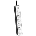 Tracer Pikendus TRALIS46259, 1.5m, 2300W, 6 pesa, l&uuml;litiga, must-valge v&auml;rv, &uuml;lepinge kaitse