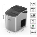 Lovio Ledus ģenerators LVIM001SL, 10kg/24h, 1.1L, 0.4kg, Sudrabs, Nerūsējo&scaron;ais tērauds, Automātiska tīrī&scaron;ana, LED indikatori