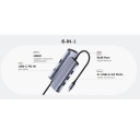 PortMate USB-C 6-in-1 Hubs 4K 60Hz HDMI Gigabit LAN 3x USB-A Enerģijas Ieeja Pelēks Cudy UH606