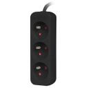 Lanberg pikendus PS0-03E-0300-BK, 3m, 3xCEE 7/5, 1xCEE 7/7, 10A, must