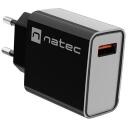 Natec Lādētājs RIBERA NUC-2058, 18W, 100-240V, 50/60Hz, 3A, 1xUSB-A, ātrā uzlāde, universāls