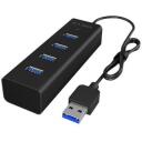 Raidsonic USB centrmezgls IB-HUB1409-U3, 4x USB 3.0, melns, USB baro&scaron;ana, LED indikators