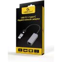 Gembird USB 3.1 + type-C Gigabit tīkla adapteris A-USB3AC-LAN-01, 1000 Mbit/s, 1 RJ-45, metāla korpuss