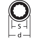 12-punktu uzgriežņu atslēga, KNIPEX, 98 47 7/8", 0.5" kvadrātveida piedziņa, hromēta, divkār&scaron;ā se&scaron;stūra dizains