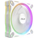 Asus Datora korpusa ventilators MR120 90DA00L3-B09020, 12 cm, 3 ventilatori, 58 cfm, 1600 RPM, 23 dB, 7 lāpstiņas, balts, ARGB