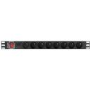 Lanberg Pikendus PDU-08E-0200-BK, 1U, 16A, 8x230V, automaatne kaitse, &uuml;lepinge kaitse