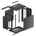 Lanberg Seinale paigaldatav kapp 19'' WF01-6412-00B, 450mm, 12U, 60kg, IP20, metalluksed, 4 vertikaalset riba, 2 ventilaatori pesa